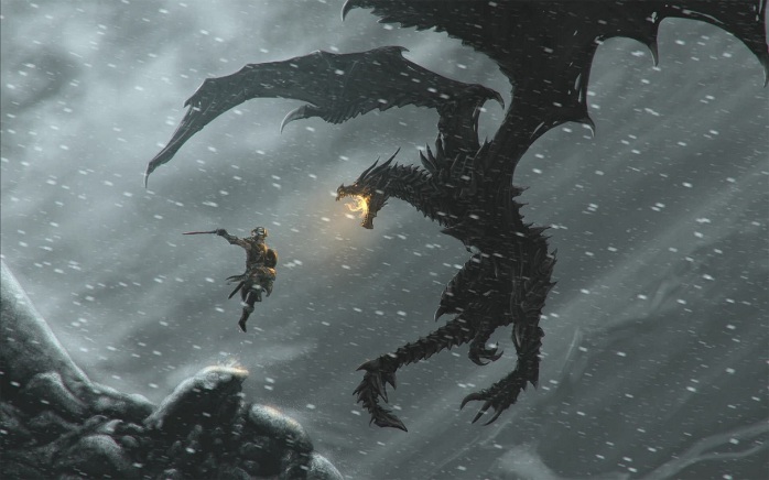 skyrim-fighting-the-dragon